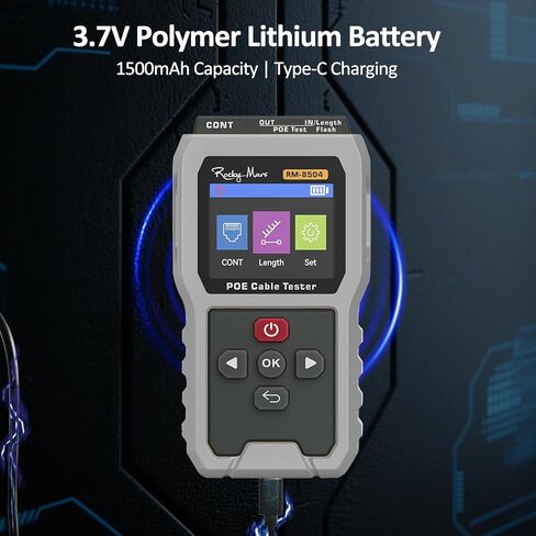 PoE Cable Tester, IEEE 802.3af/at/bt Compliant Network Tester with Port Flash Detection, Cable Length Meter, Continuity Test for CAT5 CAT6, 1500mAh Battery in Kuwait