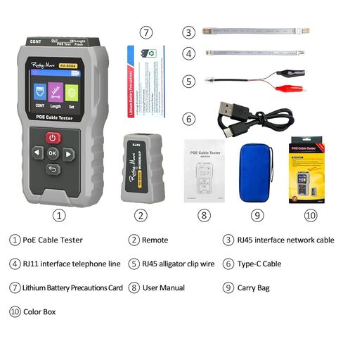 PoE Cable Tester, IEEE 802.3af/at/bt Compliant Network Tester with Port Flash Detection, Cable Length Meter, Continuity Test for CAT5 CAT6, 1500mAh Battery in Kuwait