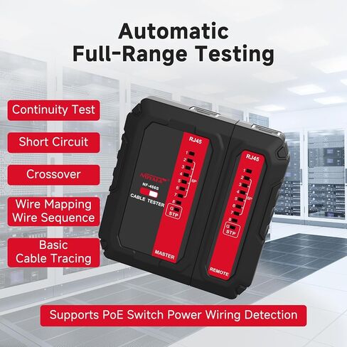 NOYAFA Network Cable Tester - with POE Wire Checker, Automatic Network Tester for RJ45 RJ11 RJ12 CAT5 CAT6 CAT7 UTP Cables, for Home Office Network Maintenance, NF466 in Kuwait