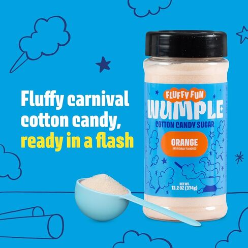 سكر حلوى القطن البرتقالي - سكر الخيط المنكه لآلات حلوى القطن، مزيج رقيق جاهز للاستخدام - مثالي للحفلات والكرنفالات والمناسبات - عبوة من 1 (برتقالي -13.2 أونصة) in Kuwait