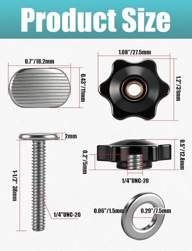 12 Sets of 1/4"-20 T Track Bolts and Knobs Kit, T-Track Accessories Include T-Slot Bolts, Washers and Star Knobs for T-Tracks Woodworking and Fixtures in Kuwait