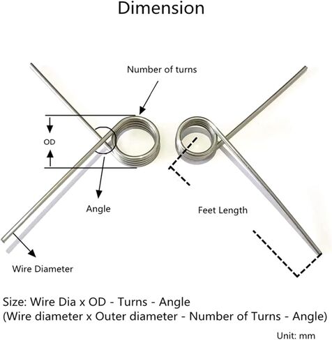 Petit ressort de torsion a inoxydable, Stainless Steel V-Shaped Torsion Springs Pack of 5 0.8x6mm 30mm Multiple Angles(Right,0.8x6mm 3 Laps (60°)) in Saudi Arabia
