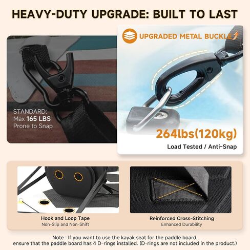 Kayak Seat with Back Support, Paddle Board Seat for Inflatable Boards, 264LBS Capacity Thickened Replacement for Sit on Top Kayak Fishing Canoe in Kuwait