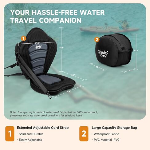 Kayak Seat with Back Support, Paddle Board Seat for Inflatable Boards, 264LBS Capacity Thickened Replacement for Sit on Top Kayak Fishing Canoe in Kuwait