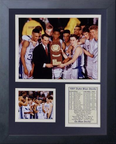 مجموعة صور مؤطرة من جامعة ديوك بلو ديفلز 1991 للأبطال الوطنيين مقاس 11 × 14 بوصة من شركة Legends Never Die, Inc. in Saudi Arabia