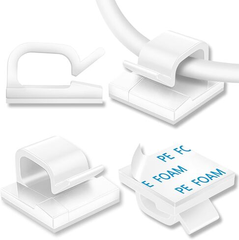 100 قطعة من مشابك الكابلات، منظم الكابلات اللاصق، حامل الأسلاك، مشبك الأسلاك، إدارة الأسلاك، خطافات ذاتية اللصق، حامل الأسلاك للمكتب، المنزل (شفاف) in Kuwait