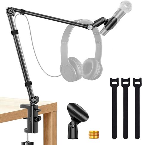 UBeesize Microphone Boom Arm, Aluminum Alloy Mic Arm Stand for Blue Yeti, HyperX QuadCast, Shure SM7B and Other Mic, 360° Rotatable Head Mic Arm Desk Mount with 3/8" to 5/8" Adapter for Podcast Gaming in Kuwait