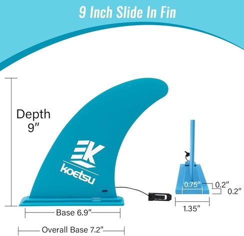 KOETSU 9" 10" SUP/Surf Fin - Easy Install-Free No Tool - Center Fin for Longboard, SUP Replacement Fins for Surfing, Surfboard, Stand-up Paddle Board, Longboard in Kuwait