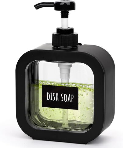Segbeauty 16.9oz موزع صابون اليد الأسود، 4 قطع موزعات صابون اليد للحمام مانعة للتسرب، موزع صابون الأطباق 500 مل لحوض المطبخ، زجاجة مكيف بلاستيكية فارغة قابلة لإعادة الملء مع مضخة وملصقات in Saudi Arabia