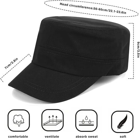 Unisex Basic Flat Top Hat Cadet Army Cap Adjustable Daily Sports Camping Hiking Hat in Saudi Arabia