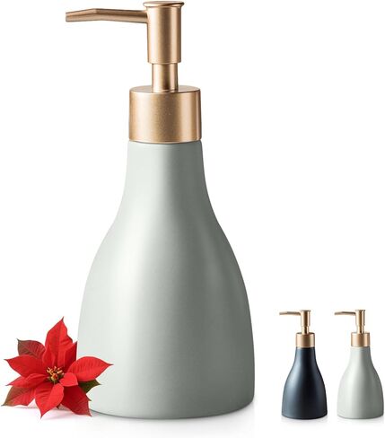 Gold Dispenser Bottle for Bathroom Countertop, Ceramic Black Dish Soap Dispenser for Kitchen Sink Soap Pump Lotion, Modern Hand Soap Dispenser with Gold Pump for Liquid Laundry Shower 280ml in Saudi Arabia