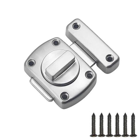 Zinc Alloy Door Latch Bolt with Mounting Gate Sliding Lock Rotatry Switch 1Pcs(Large-Silver) in Saudi Arabia