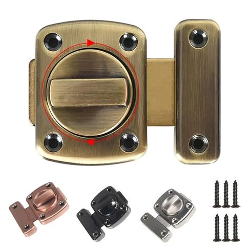 Zinc Alloy Door Latch Bolt with Mounting Gate Sliding Lock Rotatry Switch 1Pcs(Large-Silver) in Saudi Arabia