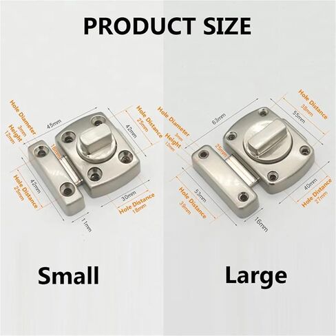 Zinc Alloy Door Latch Bolt with Mounting Gate Sliding Lock Rotatry Switch 1Pcs(Large-Silver) in Saudi Arabia