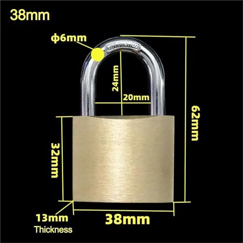 Hardware Copper Padlock Small 3Keys Brass Locker 1Pcs(38mm) in Saudi Arabia