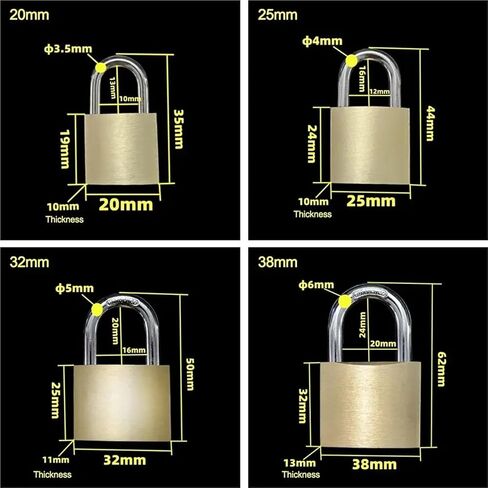 Hardware Copper Padlock Small 3Keys Brass Locker 1Pcs(38mm) in Saudi Arabia