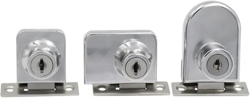 Zinc Alloy Glass Door Lock Single/Double Hardware Cabinet Punch-Free 1Pcs(Black-Style 2) in Saudi Arabia