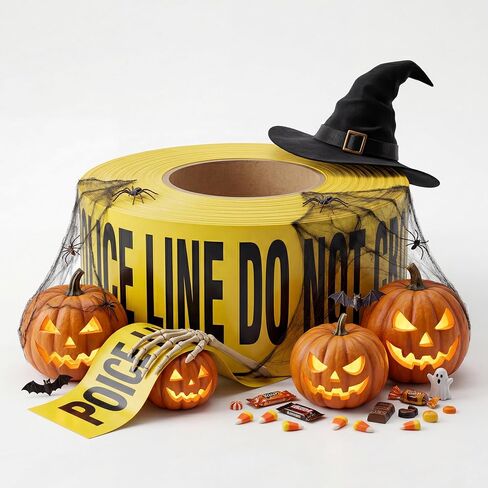 RONDURE Crime Scene Tape - 3 in X 328 feet Police Line Do Not Cross | Yellow Caution Tape Roll for Party Decorations, Halloween, Crime Scene Kitchen, Do Not Enter Tape for Indoor Outdoor Use in Kuwait