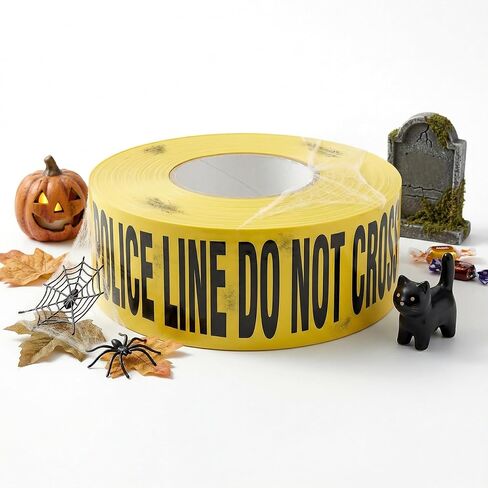 RONDURE Crime Scene Tape - 3 in X 328 feet Police Line Do Not Cross | Yellow Caution Tape Roll for Party Decorations, Halloween, Crime Scene Kitchen, Do Not Enter Tape for Indoor Outdoor Use in Kuwait