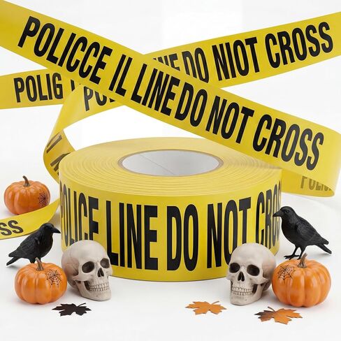 RONDURE Crime Scene Tape - 3 in X 328 feet Police Line Do Not Cross | Yellow Caution Tape Roll for Party Decorations, Halloween, Crime Scene Kitchen, Do Not Enter Tape for Indoor Outdoor Use in Kuwait