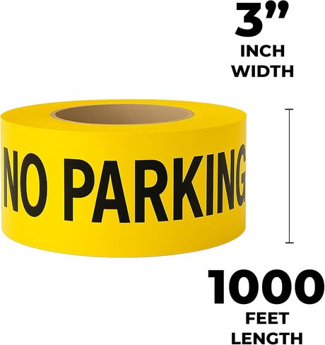 شريط حاجز ممنوع ركن السيارات - 3 بوصة × 1000 قدم | Bright Yellow Warning Tape with Bold Black Print | Waterproof Safety Tape for Parking Control, Construction & Restricted Areas in Kuwait