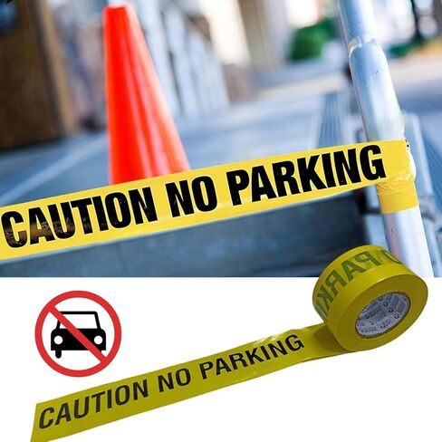 شريط حاجز ممنوع ركن السيارات - 3 بوصة × 1000 قدم | Bright Yellow Warning Tape with Bold Black Print | Waterproof Safety Tape for Parking Control, Construction & Restricted Areas in Kuwait