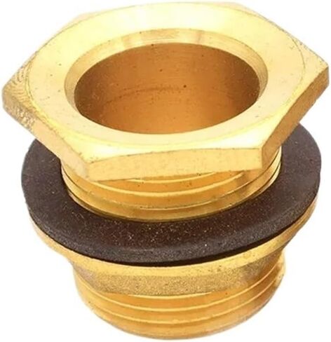Revive Furniture Brass Water Tank Connector 1/2" 3/4" 1" Threaded Male Pipe Plumbing Fittings Bulkhead Nut Jointer(1") in Saudi Arabia