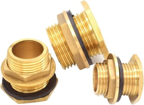 Revive Furniture Brass Water Tank Connector 1/2" 3/4" 1" Threaded Male Pipe Plumbing Fittings Bulkhead Nut Jointer(1") in Saudi Arabia