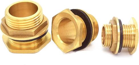 Revive Furniture Brass Water Tank Connector 1/2" 3/4" 1" Threaded Male Pipe Plumbing Fittings Bulkhead Nut Jointer(1") in Saudi Arabia