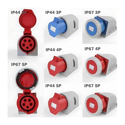 Industrial Plug and Socket Waterproof Connector 3PIN 4PIN 5PIN 16A/32A Electrical Connection Wall Mount(10 PCS IP44-4P) in Kuwait