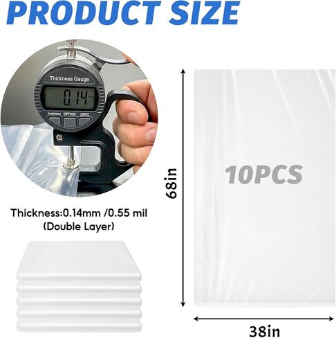 بطانات طبلة بلاستيكية شفافة سعة 55 جالونًا، 10 عبوات من أكياس بطانة سطل من البوليستر شديدة التحمل، أكياس تخزين كبيرة من الدرجة الغذائية لتخزين الطعام، ونقع الخضروات وتنقيتها in Kuwait