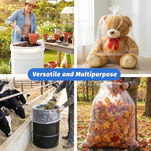 بطانات طبلة بلاستيكية شفافة سعة 55 جالونًا، 10 عبوات من أكياس بطانة سطل من البوليستر شديدة التحمل، أكياس تخزين كبيرة من الدرجة الغذائية لتخزين الطعام، ونقع الخضروات وتنقيتها in Kuwait