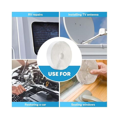 شريط بوتيل مانع للتسرب، شريط مانع للتسرب مقاوم للماء على الوجهين - شريط إصلاح 1/8 بوصة × 3/4 بوصة × 10 بوصات للمركبات الترفيهية والمقطورة والمنزل المتنقل والنوافذ وختم فتحة التهوية ورقعة السقف in Kuwait