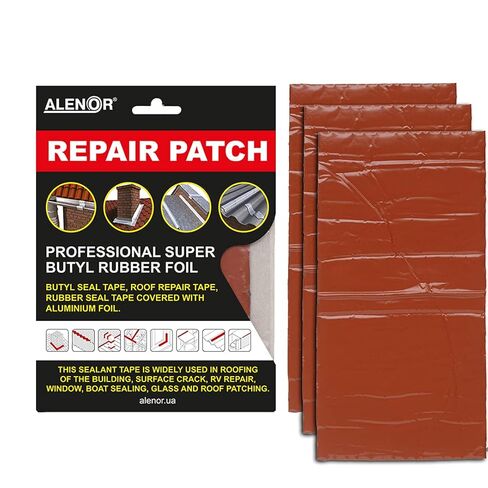 ألينور براون بوتيل جميع الأحوال الجوية رقعة إصلاح 4 "x 6" مقاومة للماء ختم التصحيح سقف تسرب داخلي في الهواء الطلق الأنابيب البلاستيكية إصلاح HVAC تنفيس مكيف الهواء نافذة ختم وحدة مزاريب المطر وامض السيارات والقوارب RV in Kuwait