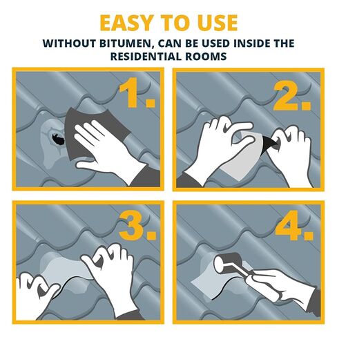 ألينور براون بوتيل جميع الأحوال الجوية رقعة إصلاح 4 "x 6" مقاومة للماء ختم التصحيح سقف تسرب داخلي في الهواء الطلق الأنابيب البلاستيكية إصلاح HVAC تنفيس مكيف الهواء نافذة ختم وحدة مزاريب المطر وامض السيارات والقوارب RV in Kuwait