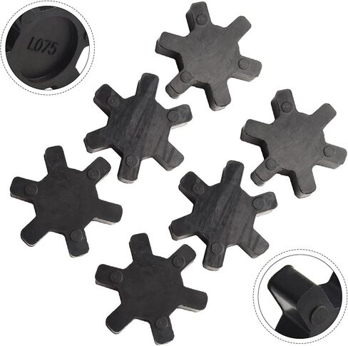 L075 Rubber Spider Insert for L-Jaw Coupling, 6-Pack Flexible Urethane Center Inserts with Lovejoy L-075 and TB Woods Couplers, Industrial Transmission Machinery Drive in Kuwait