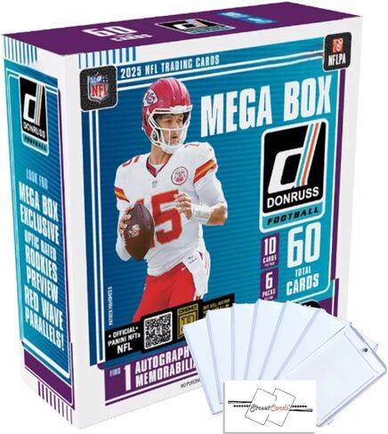 2025 Donruss Football Mega Box with 60 Total Trading Cards + 6 Toploaders + Magnetic Holder and StreetCards Magnet! ابحث عن وسط المدينة! in Kuwait