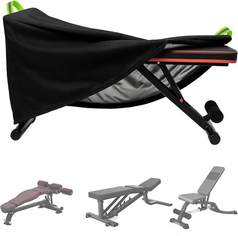 غطاء مقعد الوزن، غطاء لوح الجلوس 420D مع طلاء فضي، رباط قابل للتعديل، أغطية واقية لمقاعد التمرينات الداخلية والخارجية - 50 بوصة طول × 23 بوصة عرض × 17 بوصة ارتفاع - أسود in Kuwait