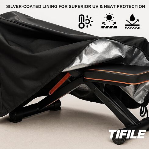 غطاء مقعد الوزن، غطاء لوح الجلوس 420D مع طلاء فضي، رباط قابل للتعديل، أغطية واقية لمقاعد التمرينات الداخلية والخارجية - 50 بوصة طول × 23 بوصة عرض × 17 بوصة ارتفاع - أسود in Kuwait