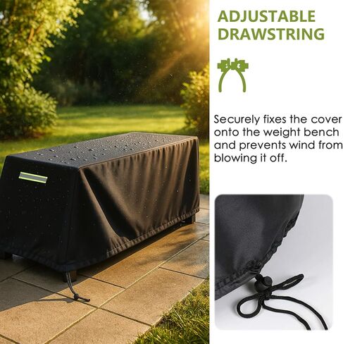 غطاء مقعد الوزن، غطاء لوح الجلوس 420D مع طلاء فضي، رباط قابل للتعديل، أغطية واقية لمقاعد التمرينات الداخلية والخارجية - 50 بوصة طول × 23 بوصة عرض × 17 بوصة ارتفاع - أسود in Kuwait