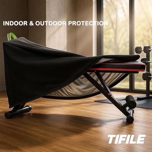 غطاء مقعد الوزن، غطاء لوح الجلوس 420D مع طلاء فضي، رباط قابل للتعديل، أغطية واقية لمقاعد التمرينات الداخلية والخارجية - 50 بوصة طول × 23 بوصة عرض × 17 بوصة ارتفاع - أسود in Kuwait