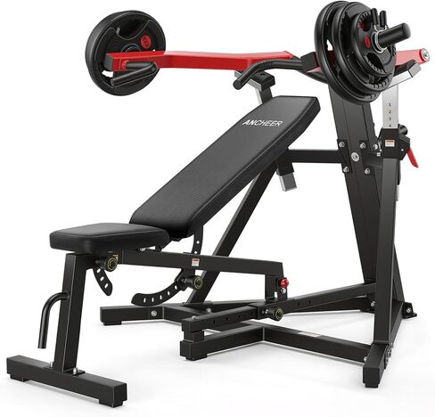 ANCHEER Chest Press Machine with Weight Bench, 1250LBS Bench Press Machine with Independent Arms, 10+5 Adjustable for Full Chest & Upper Body Strength Training Home Gym Equipment in Saudi Arabia