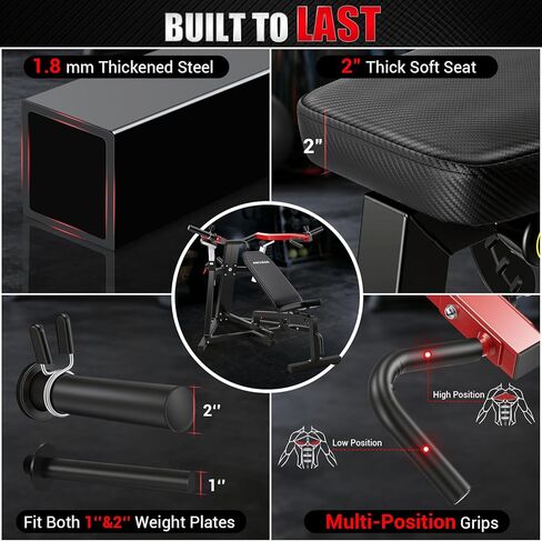 ANCHEER Chest Press Machine with Weight Bench, 1250LBS Bench Press Machine with Independent Arms, 10+5 Adjustable for Full Chest & Upper Body Strength Training Home Gym Equipment in Kuwait