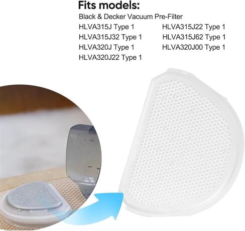 بدائل فلتر المكنسة الكهربائية المحمولة 90640311 متوافقة مع Black & Decker HLVA315J Model 1، HLVA315J22 Model 1 2 Pack in Kuwait