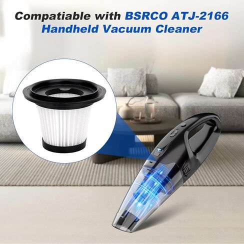 6 عبوات من الفلاتر البديلة المتوافقة مع مكنسة السيارة المحمولة BSRCO ATJ-2166، فلاتر HEPA القابلة للغسل تعمل مع مكنسة السيارة المحمولة H126 وATJ in Kuwait