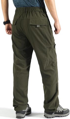 سراويل LOUECHY للرجال خفيفة الوزن للمشي لمسافات طويلة سريعة الجفاف ومريحة، سراويل كارجو بخصر مطاطي للعمل في الهواء الطلق in Kuwait