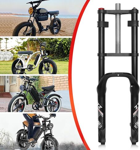 ZTZ 26 x 4.0 inch Fat Tire Oil Spring Suspension Fork - 180mm Travel, 135mm Spacing Hub, 9mm QR, Double Crown Shock Front Fork, Fit for Fat Snow Beach Ebikes in Saudi Arabia