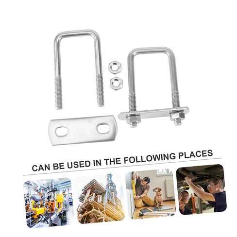 2pcs Stainless Steel Square Clamp U-Bolts Screw Damper for Hoses Tubes and Lines Automotive and Industrial Applications in Saudi Arabia