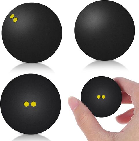 Double Yellow Dot Squash Balls 3pcs 38-40mm High Elastic Rubber Slow Speed Squash Balls for Beginner Competition Training and Sports in Kuwait