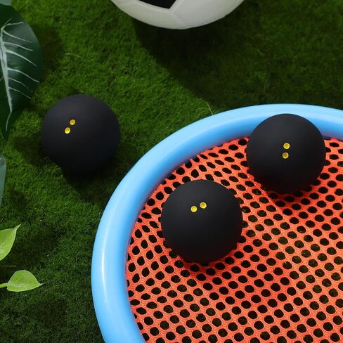 Double Yellow Dot Squash Balls 3pcs 38-40mm High Elastic Rubber Slow Speed Squash Balls for Beginner Competition Training and Sports in Kuwait